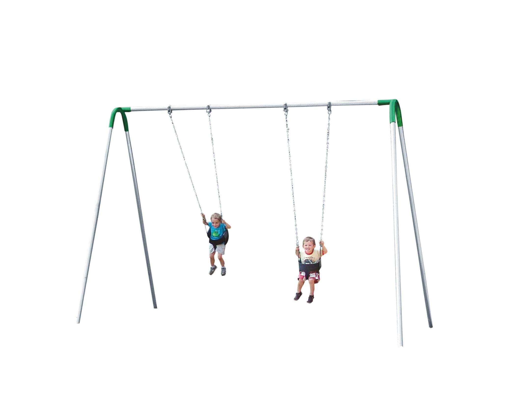 UltraPlay Bipod Single Bay Swing With Galvanized Frame, 2 Tot Seats, Green Yoke Connectors, 102 x 96 x 96 inches 1478670
